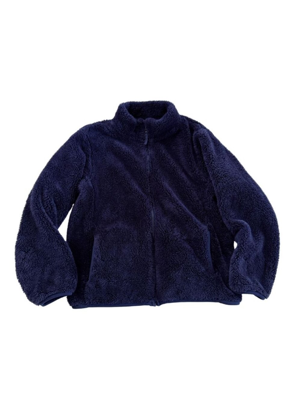 Uniqlo Kids Fluffy Yarn Fleece Full-Zip Jacket Navy Blue Size 11-12